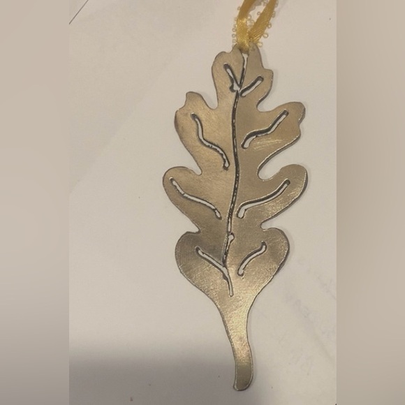 Handmade Brushed Steel Hanging Leaf 5” Long x 2” Wide Silver - Picture 4 of 4